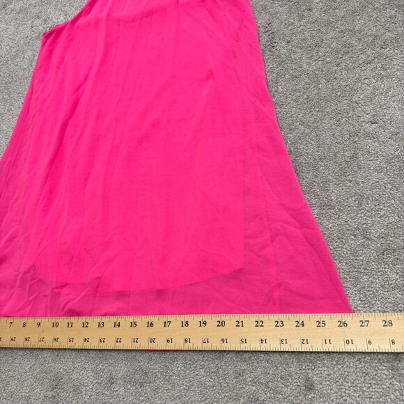 Meghan Los Angeles Halter Mini Tank Slip Dress Womens Medium Pink Lined Chiffon - Picture 10 of 13